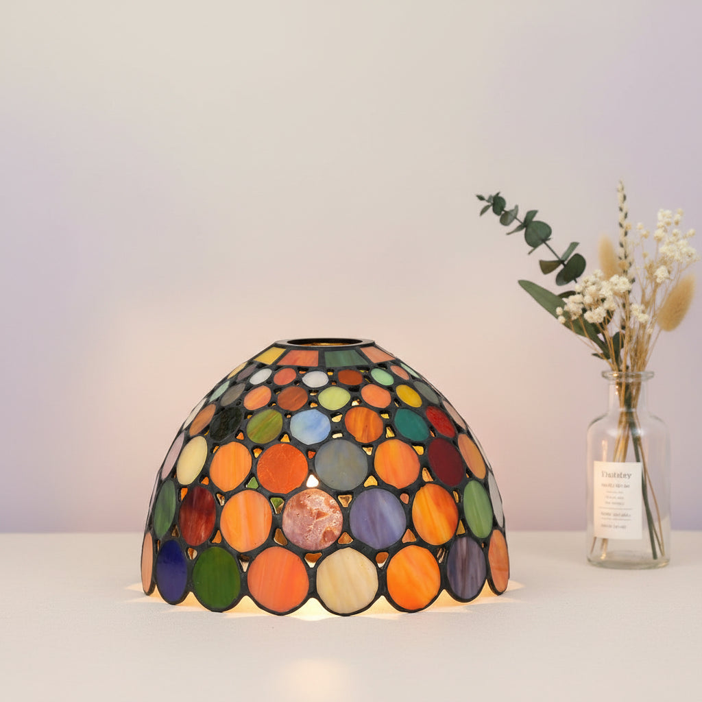 Multicolor Circular Mosaic Stained Glass Lampshade