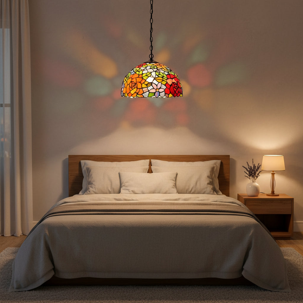 Tiffany Style Floral Pendant Lamp Multicolor