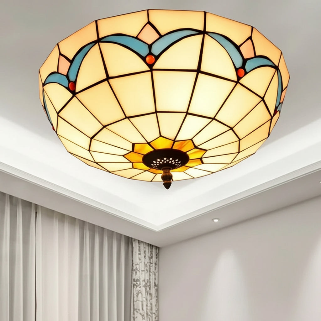 Geometric Stained Glass Tiffany Ceiling Light