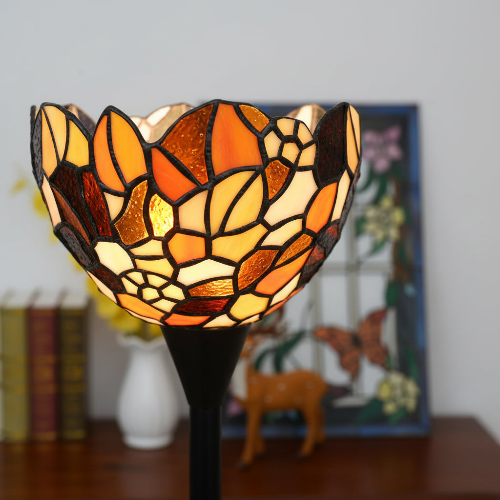 Floral Tiffany Style Floor Lamp in Stained Glass