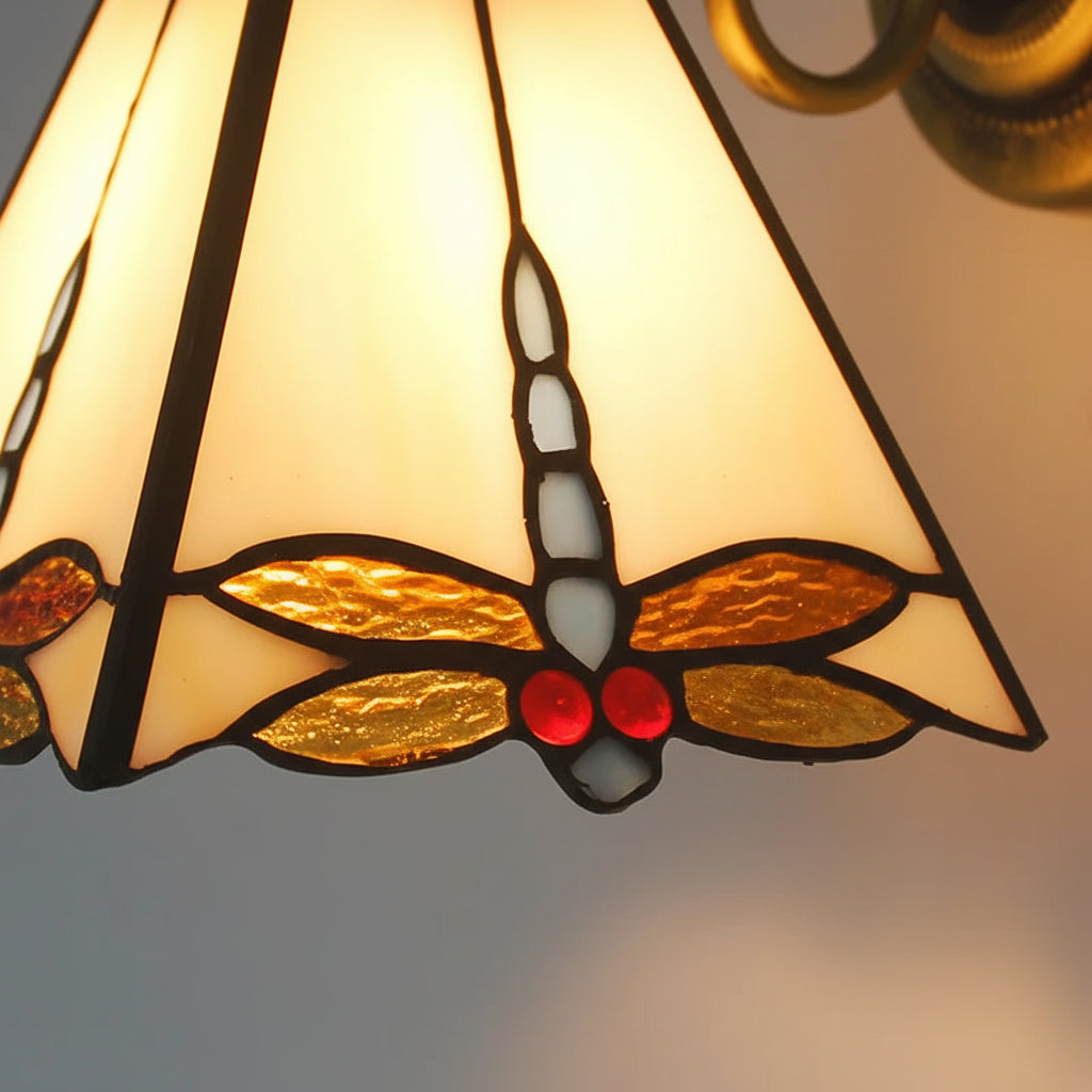 Tiffany Stained Glass Wall Sconce with Dragonflies