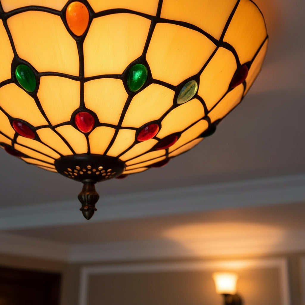 Tiffany Style Stained Glass Dome Ceiling Light