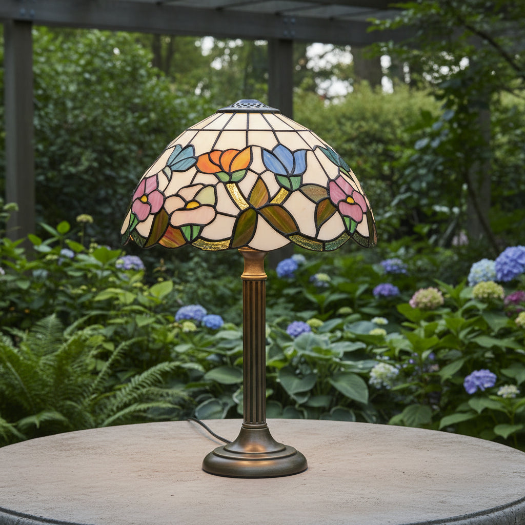 Geometric Floral Stained Glass Tiffany Lampshade