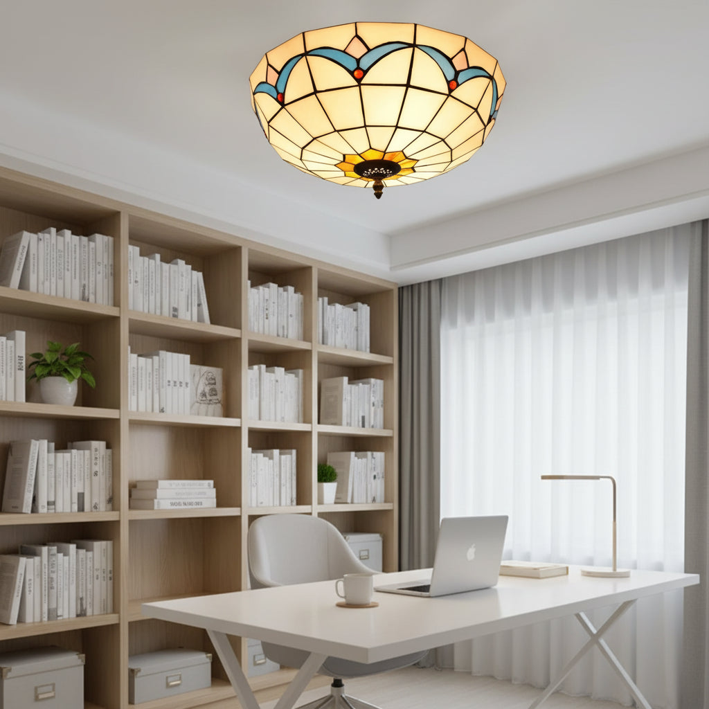Geometric Stained Glass Tiffany Ceiling Light