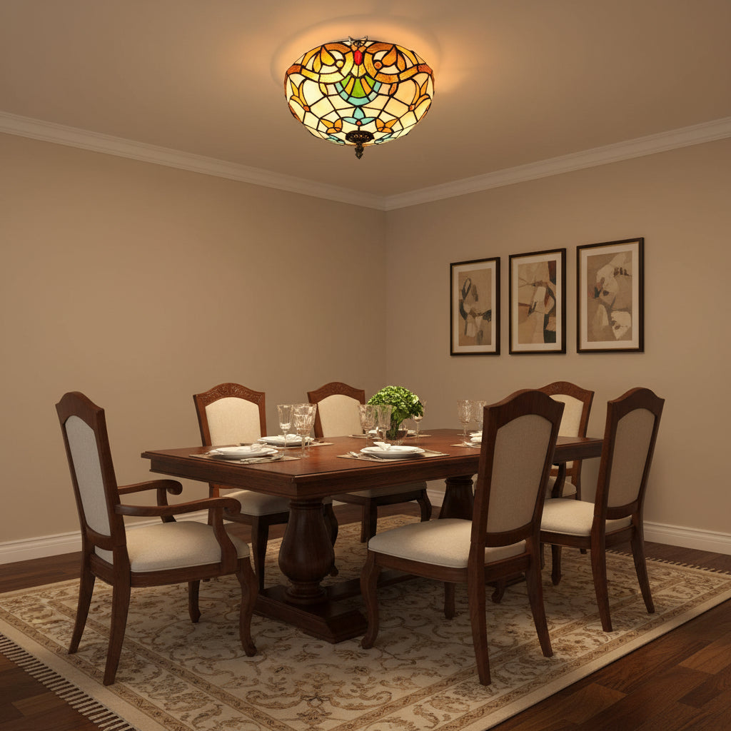 Multicolor Tiffany Stained Glass Ceiling Light