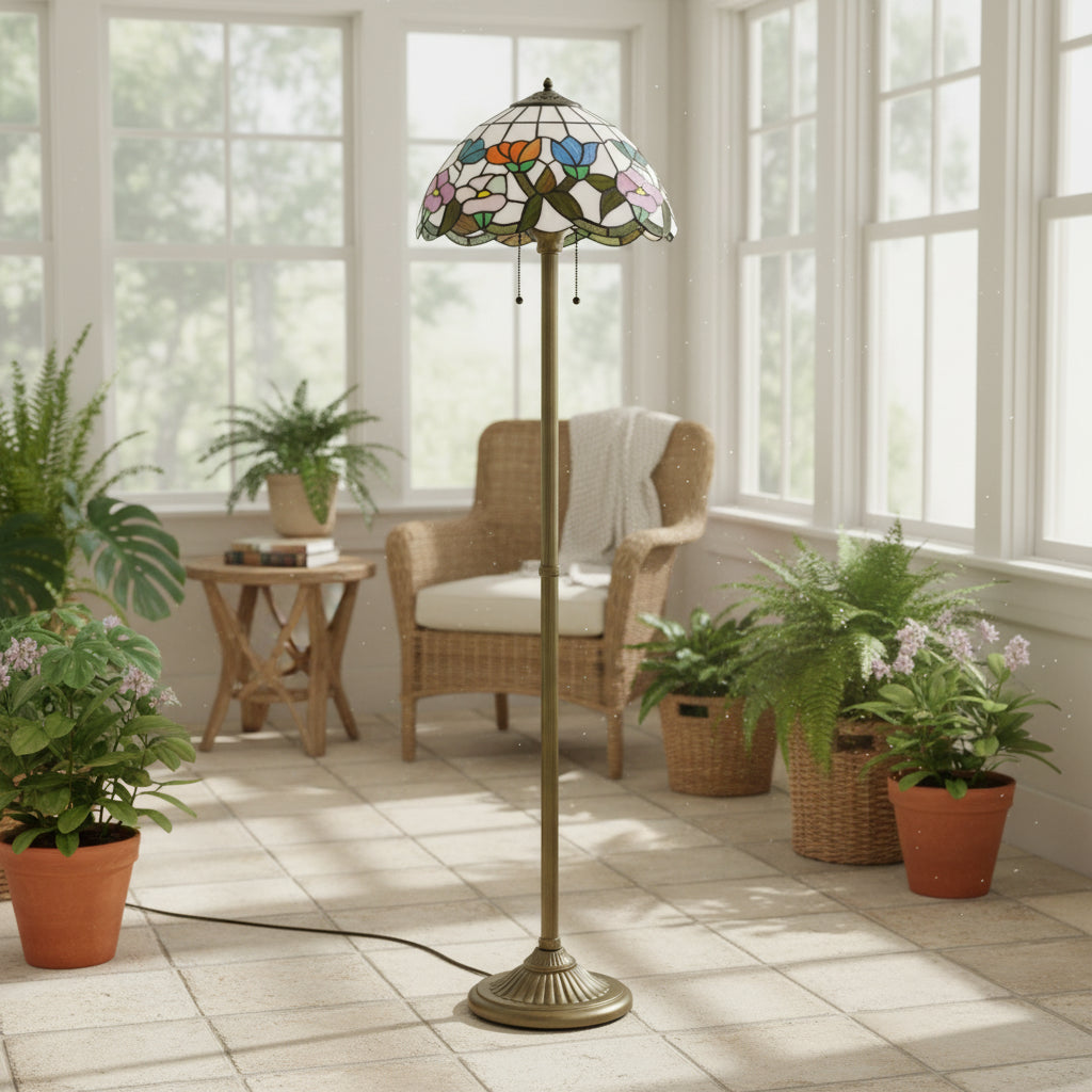 Geometric Floral Stained Glass Tiffany Lampshade