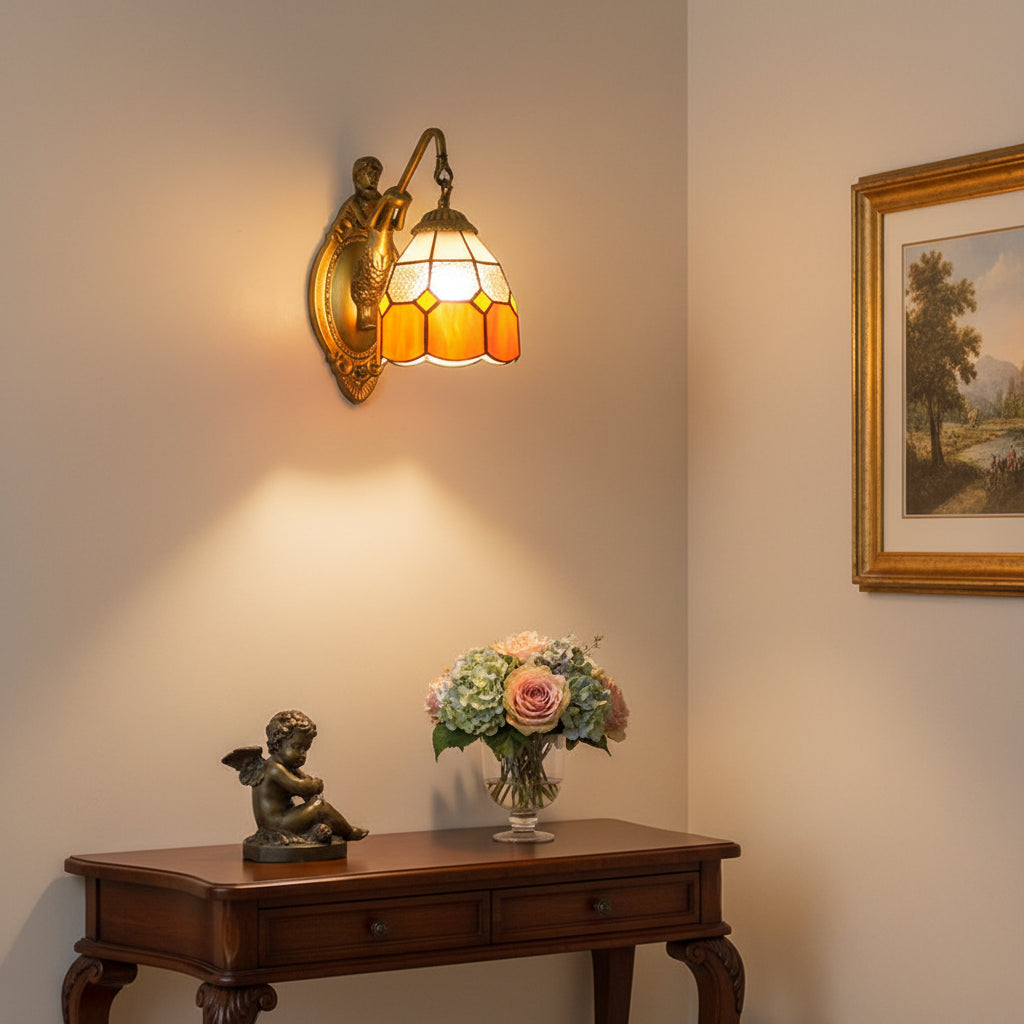 Tiffany Style Mermaid Wall Sconce with Bronze Finish