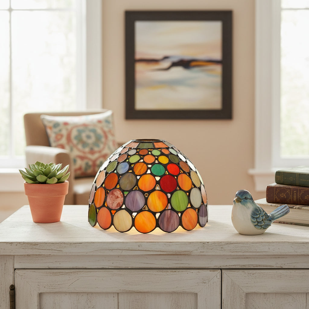 Multicolor Circular Mosaic Stained Glass Lampshade