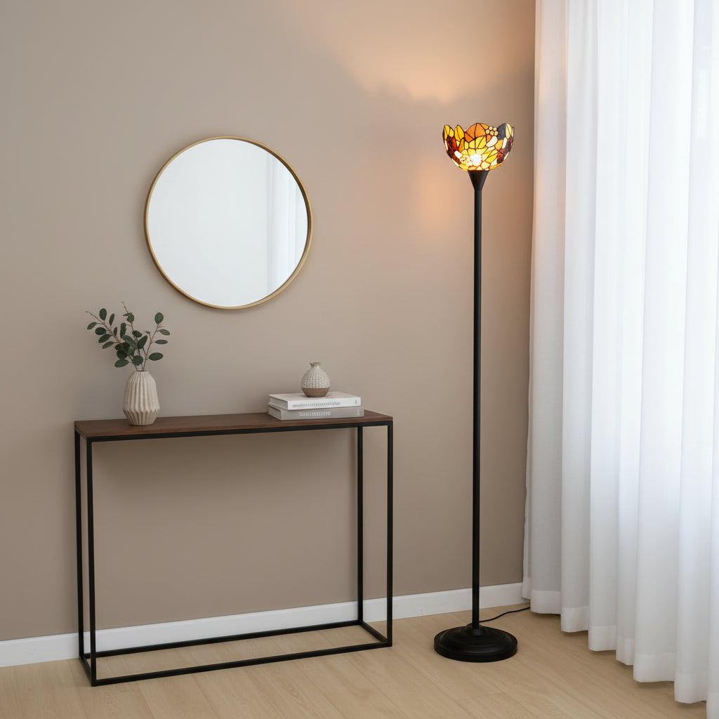 Floral Tiffany Style Floor Lamp in Stained Glass