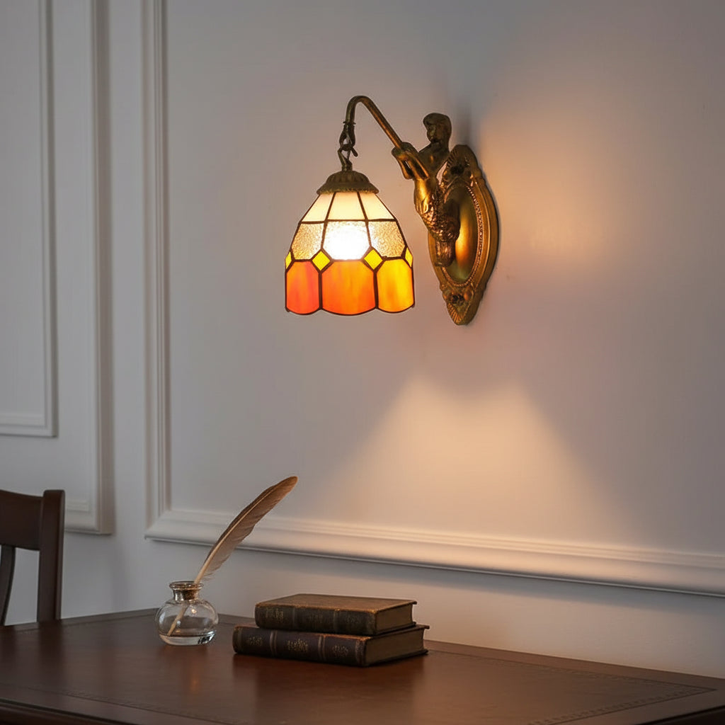 Tiffany Style Mermaid Wall Sconce with Bronze Finish