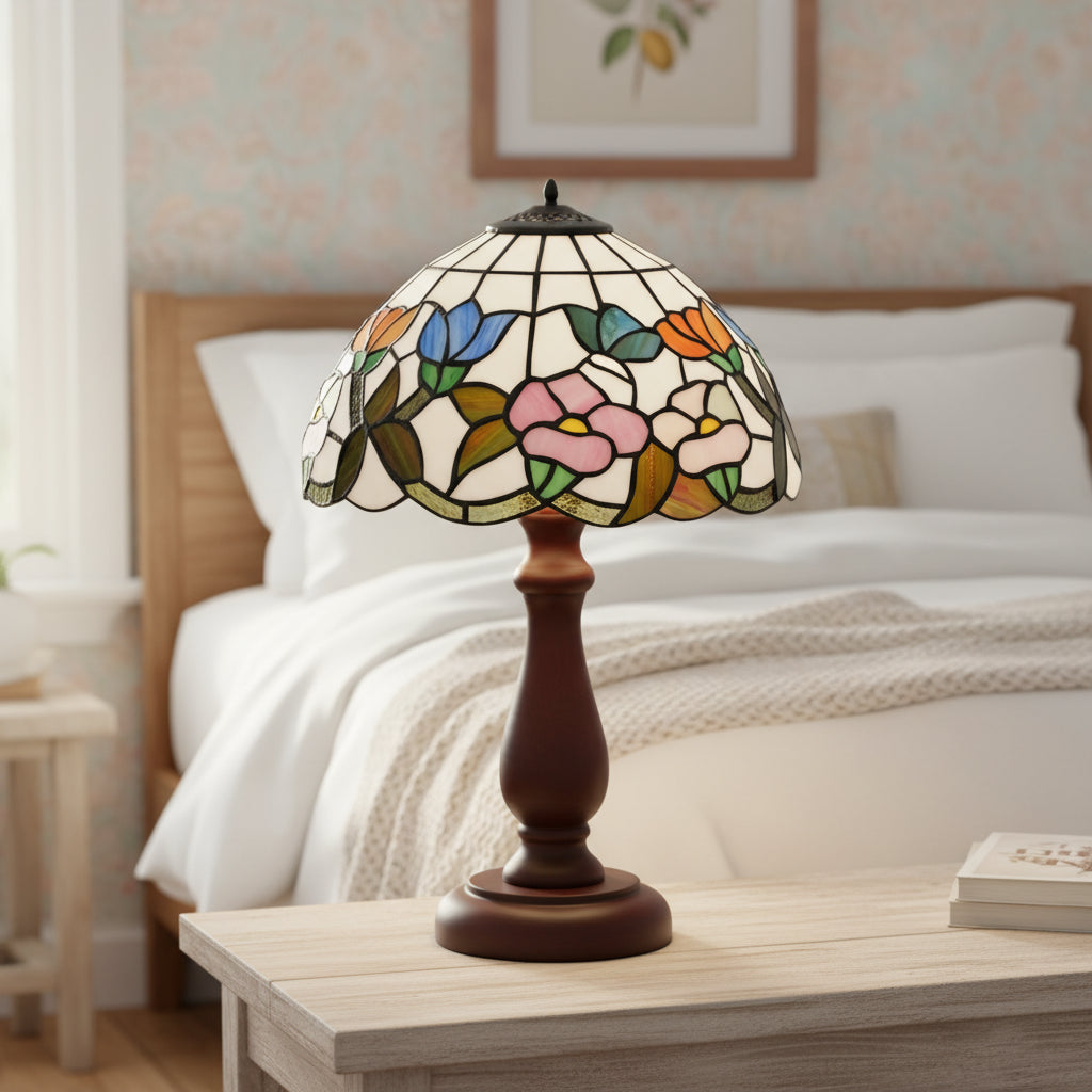 Geometric Floral Stained Glass Tiffany Lampshade