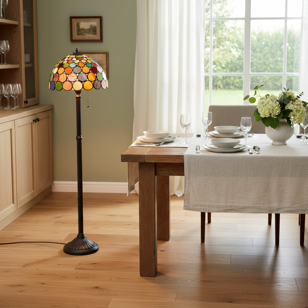 Multicolor Circular Mosaic Stained Glass Lampshade