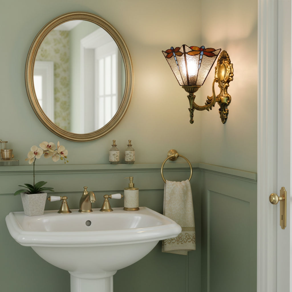 Bronze Dragonfly Tinted Glass Wall Sconce