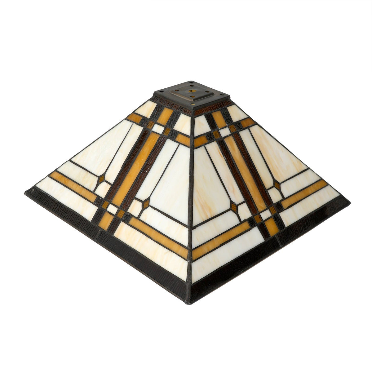 Pyramidal Lampshade in Tinted Glass, Tiffany Style