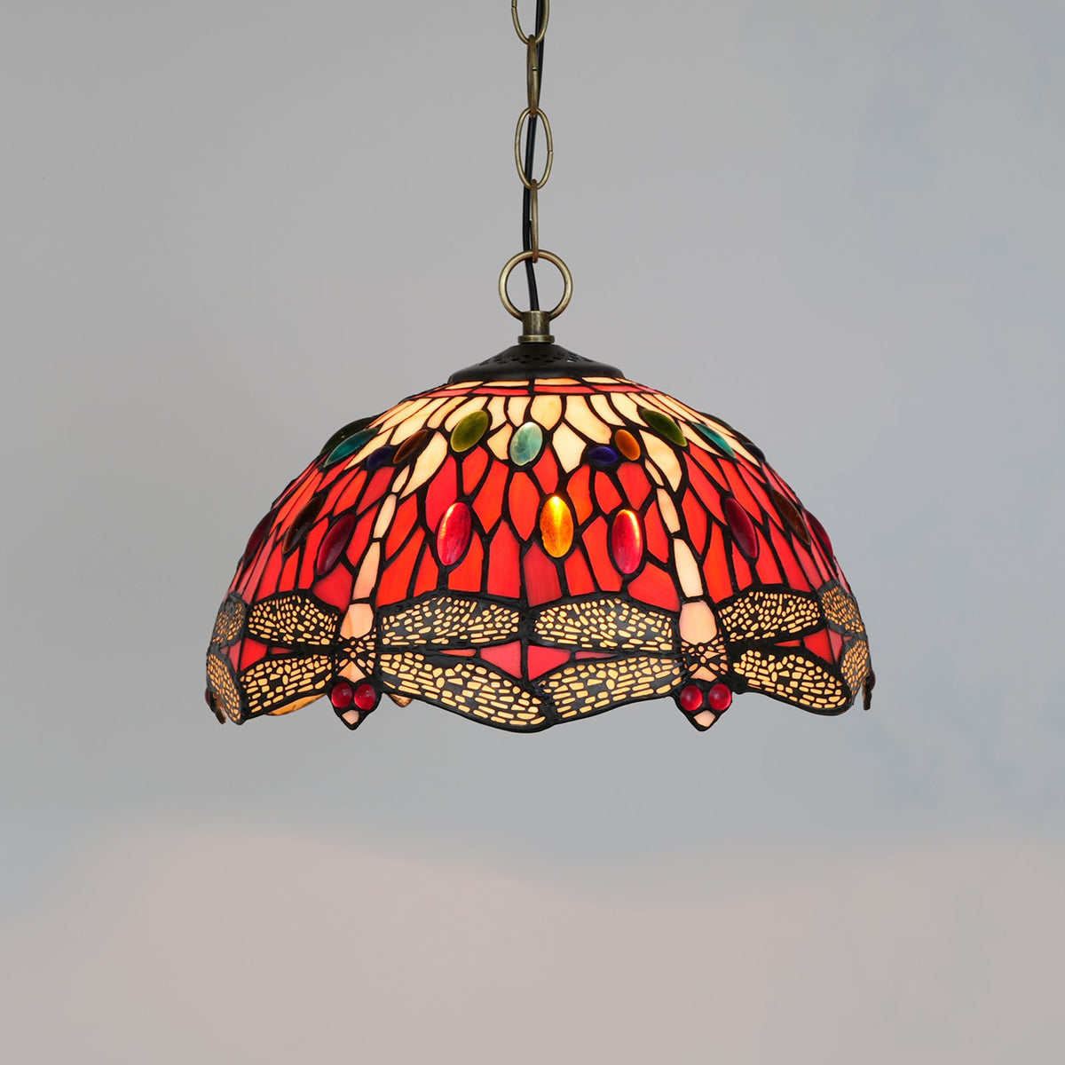 Red Dragonfly Tiffany Style Stained Glass Hanging Decoration