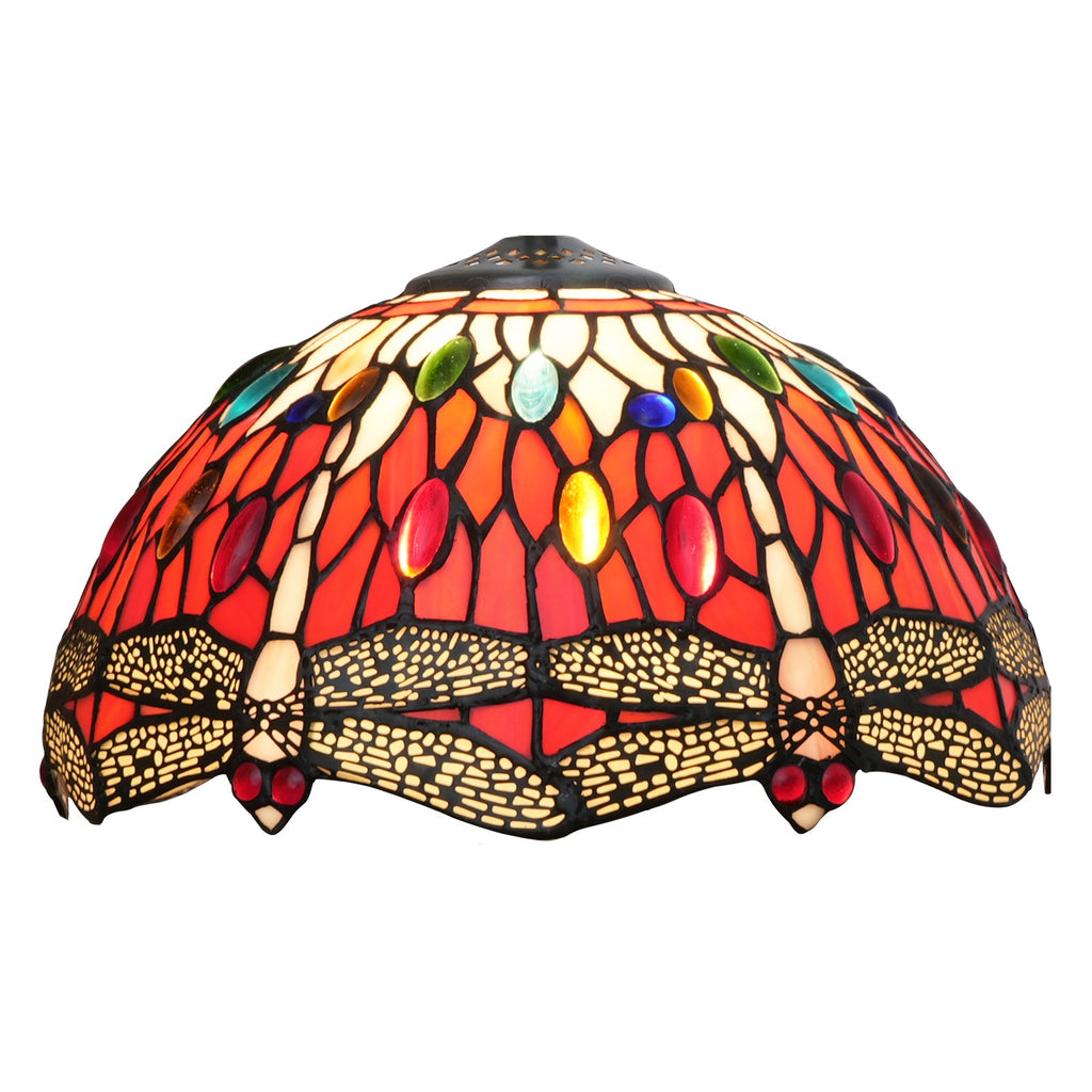 Red Dragonfly Tiffany Tinted Glass Lampshade