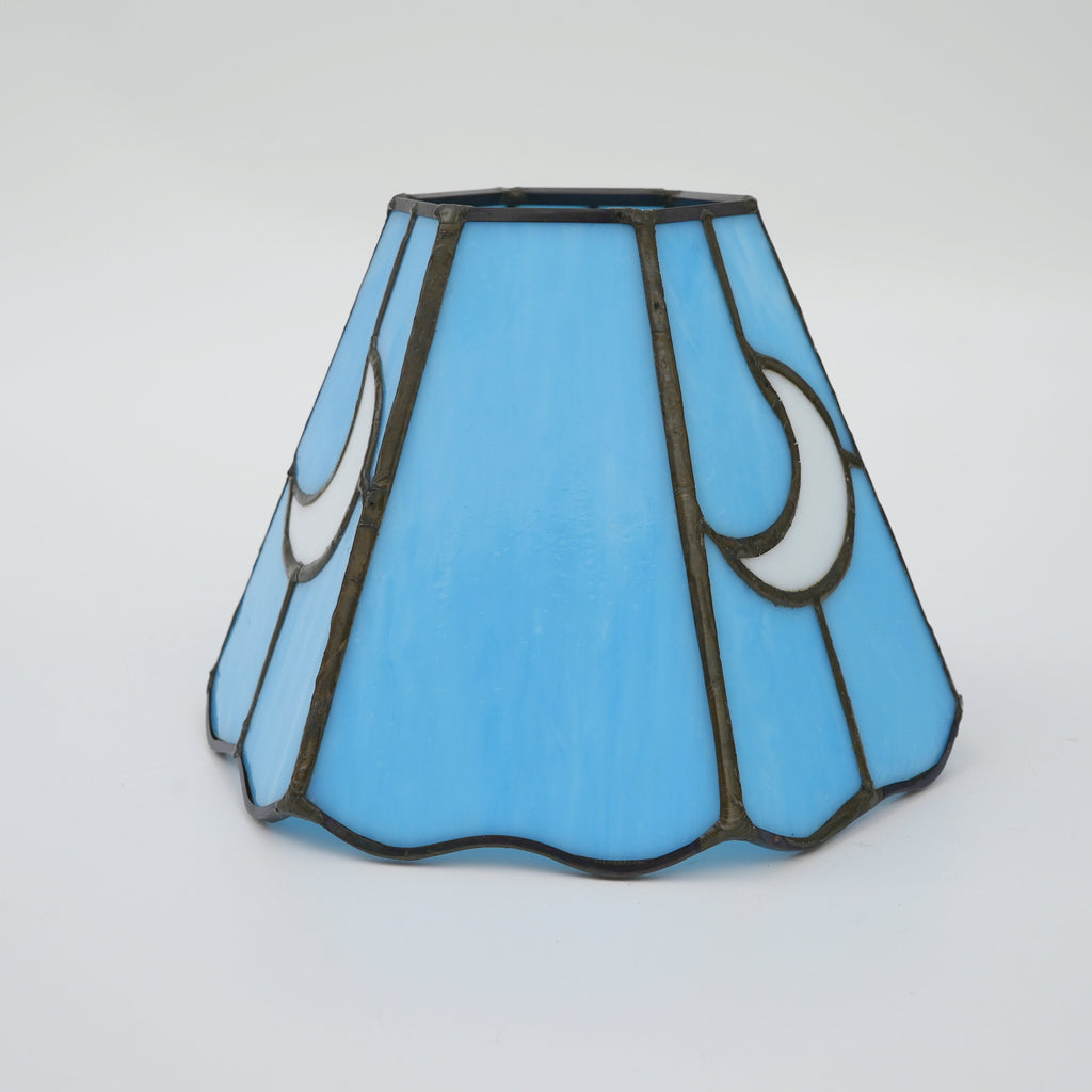 Sky Blue Tinted Glass Lampshade with White Moons