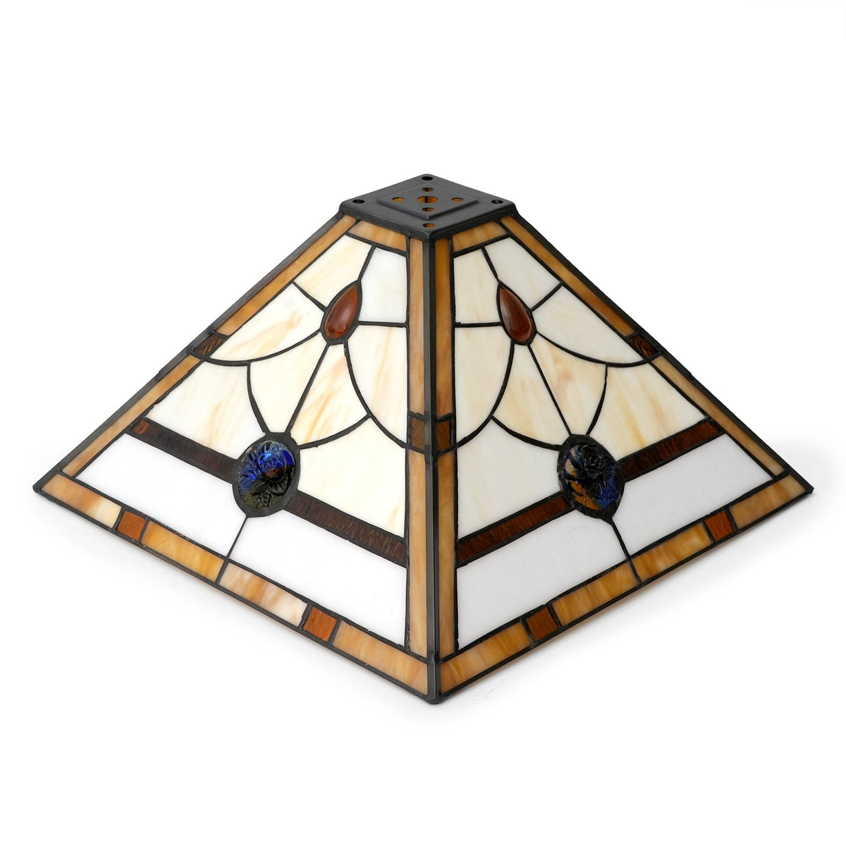 Square Amber and Floral Tiffany Style Lampshade