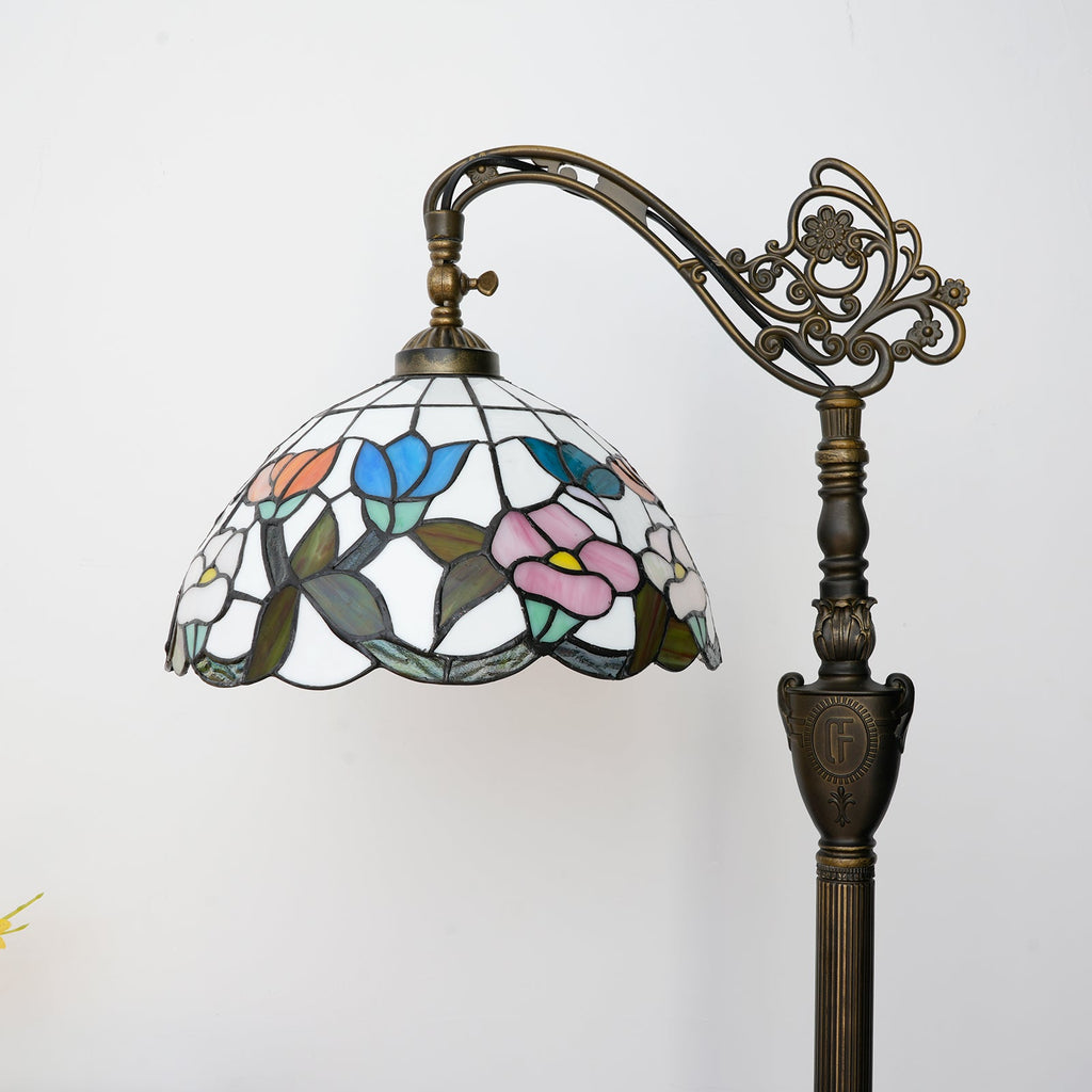 Stained Glass and Antique Bronze Floor Lamp