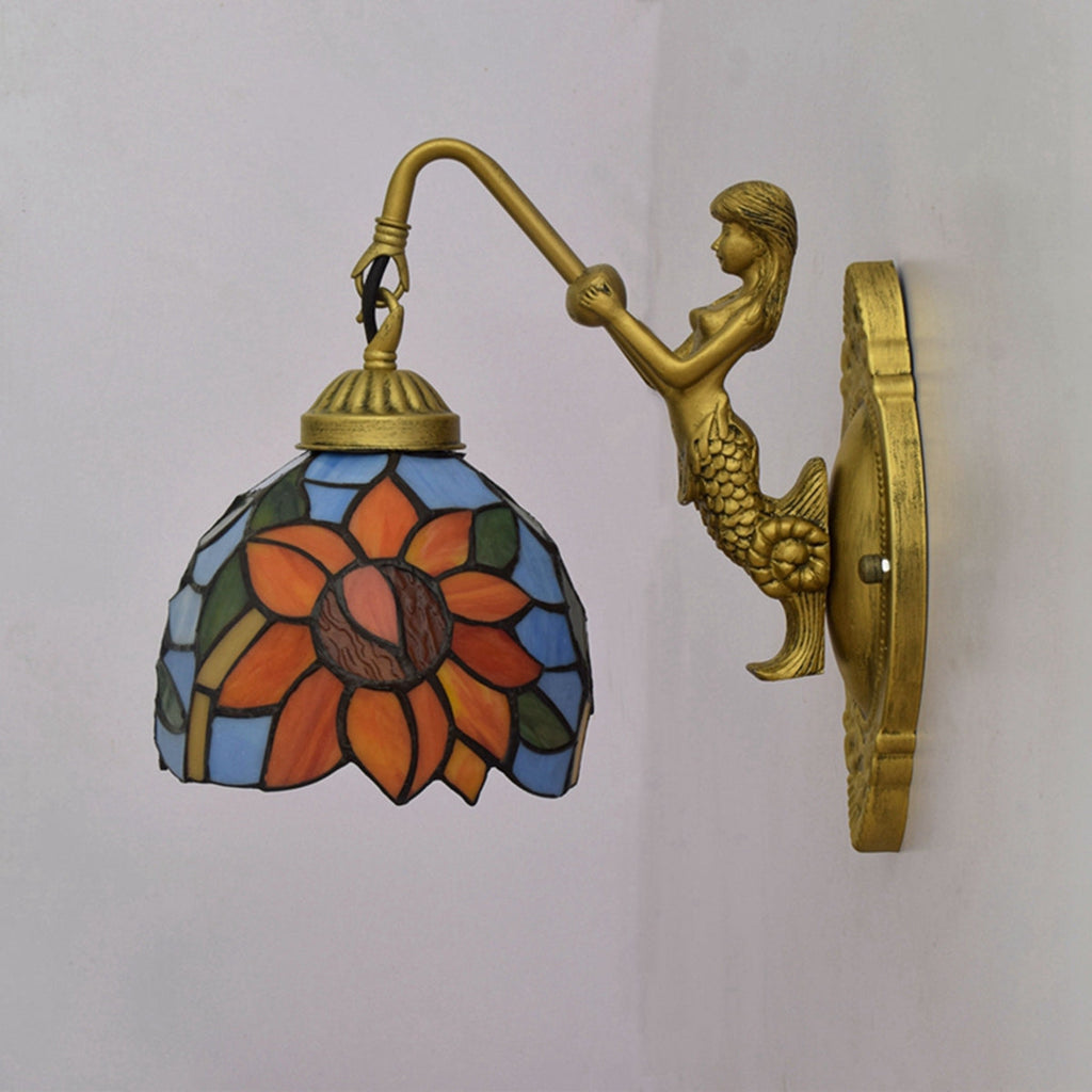 Stained Glass Mermaid Wall Sconce Sunflower