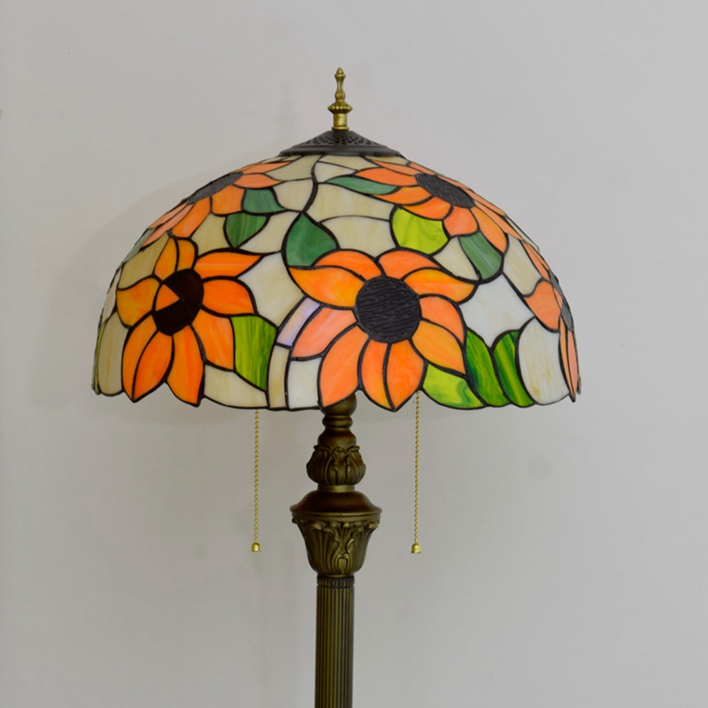 Sunflower Floor Lamp in Tinted Glass, Tiffany Style