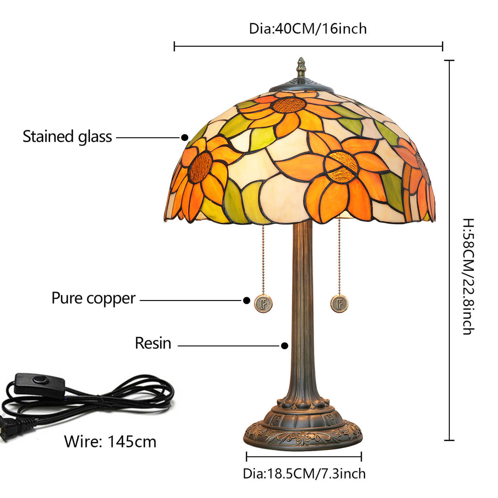Sunflower Stained Glass Tiffany Style Table Lamp