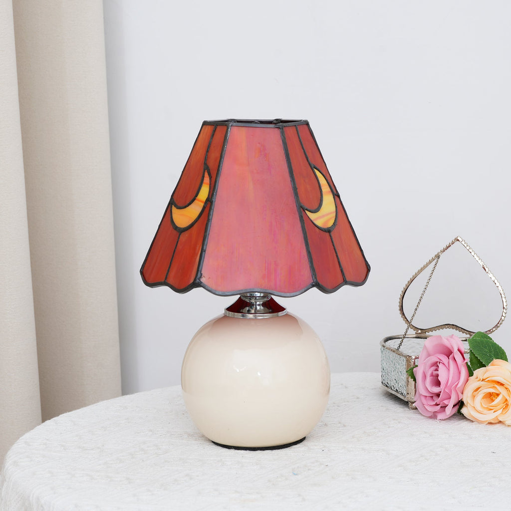 Table Lamp in Lunar Red Coral Tinted Glass