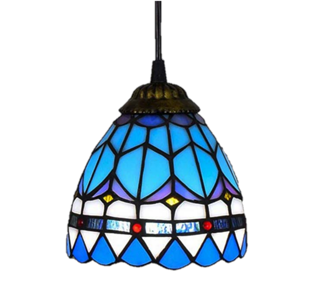Tiffany Blue Tinted Glass Pendant Light