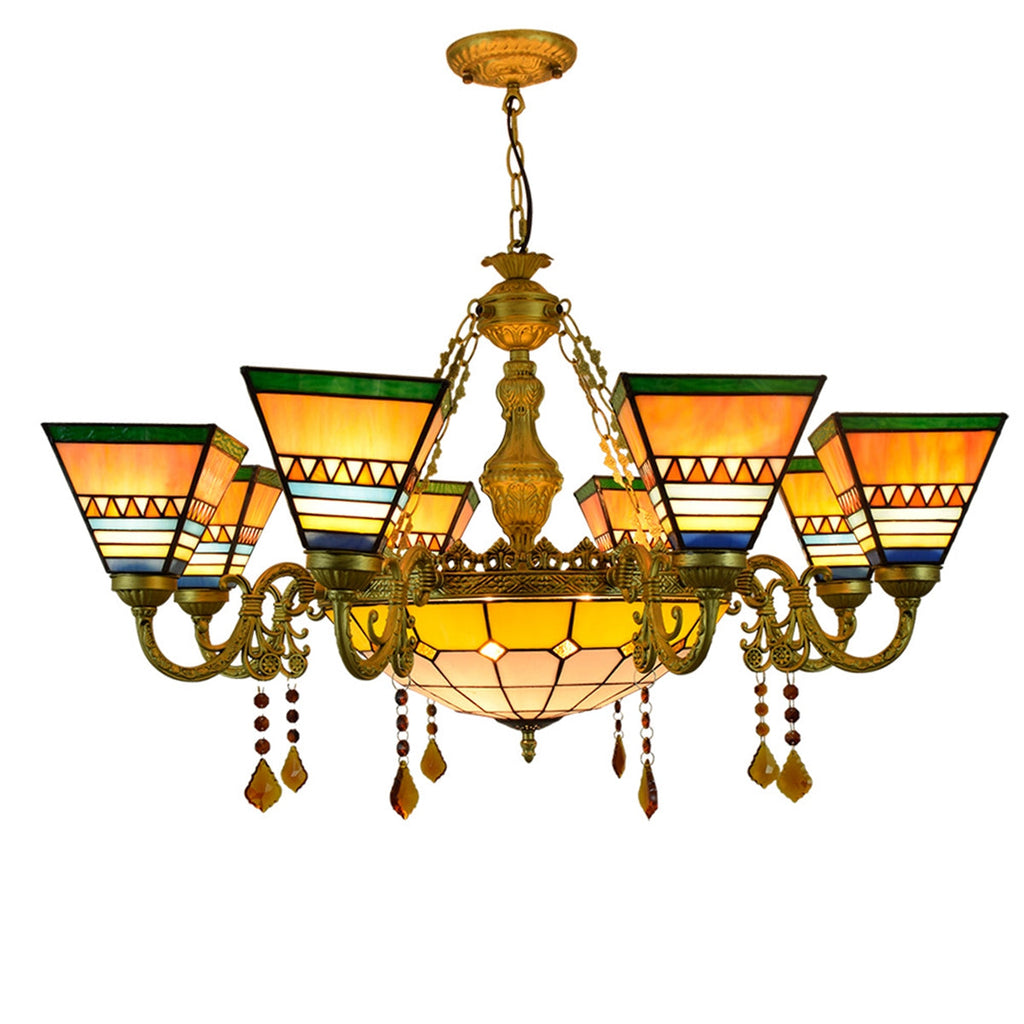 Tiffany Bronze Chandelier with 7 Lights and Crystals