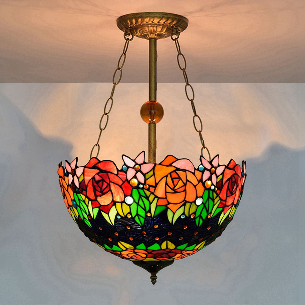 Tiffany Chandelier in Purple Tinted Glass 40cm