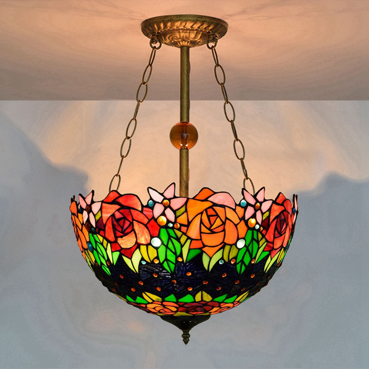 Tiffany Chandelier in Purple Tinted Glass 40cm