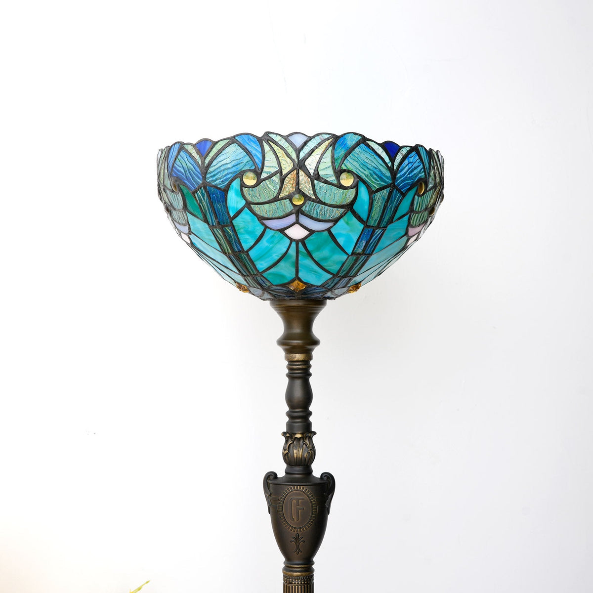 Tiffany Floor Lamp in Blue and Green Tinted Glass
