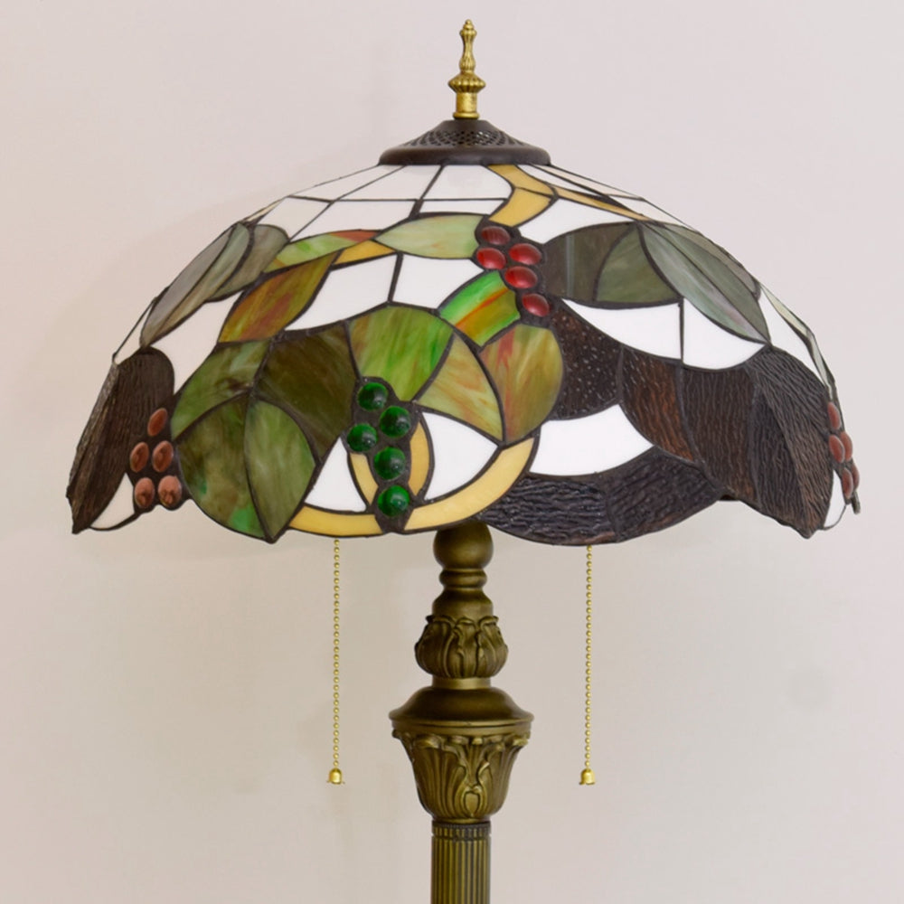 Tiffany Floor Lamp in Stained Glass with Vine Pattern