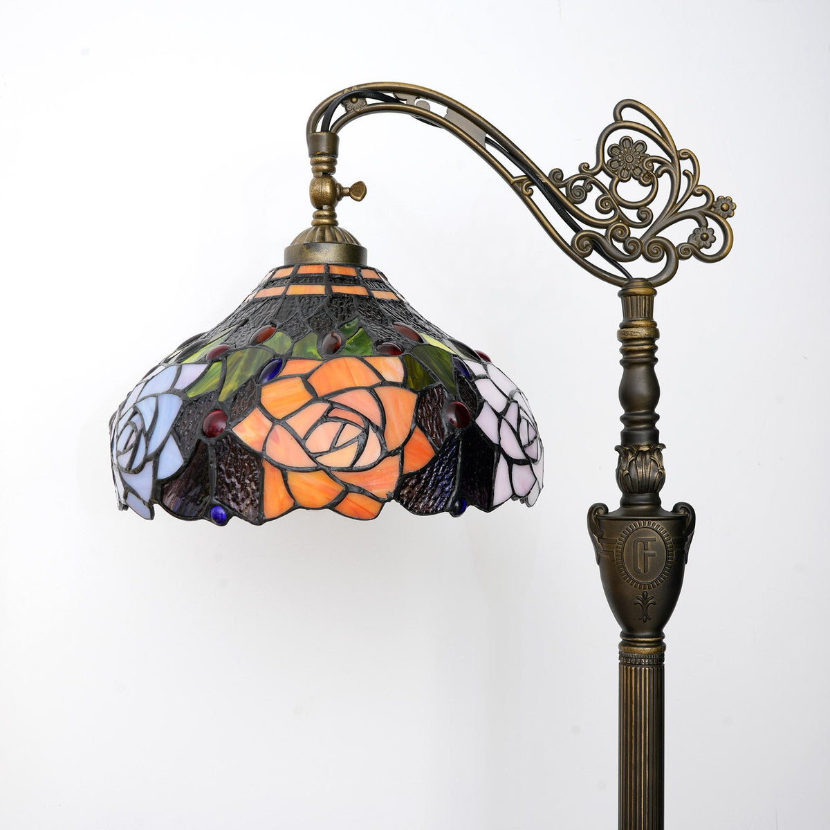 Tiffany Floral Floor Lamp in Bronze Tinted Glass
