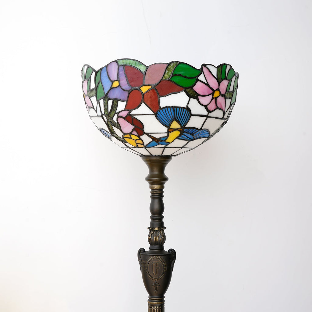 Tiffany Floral Floor Lamp in Stained Glass