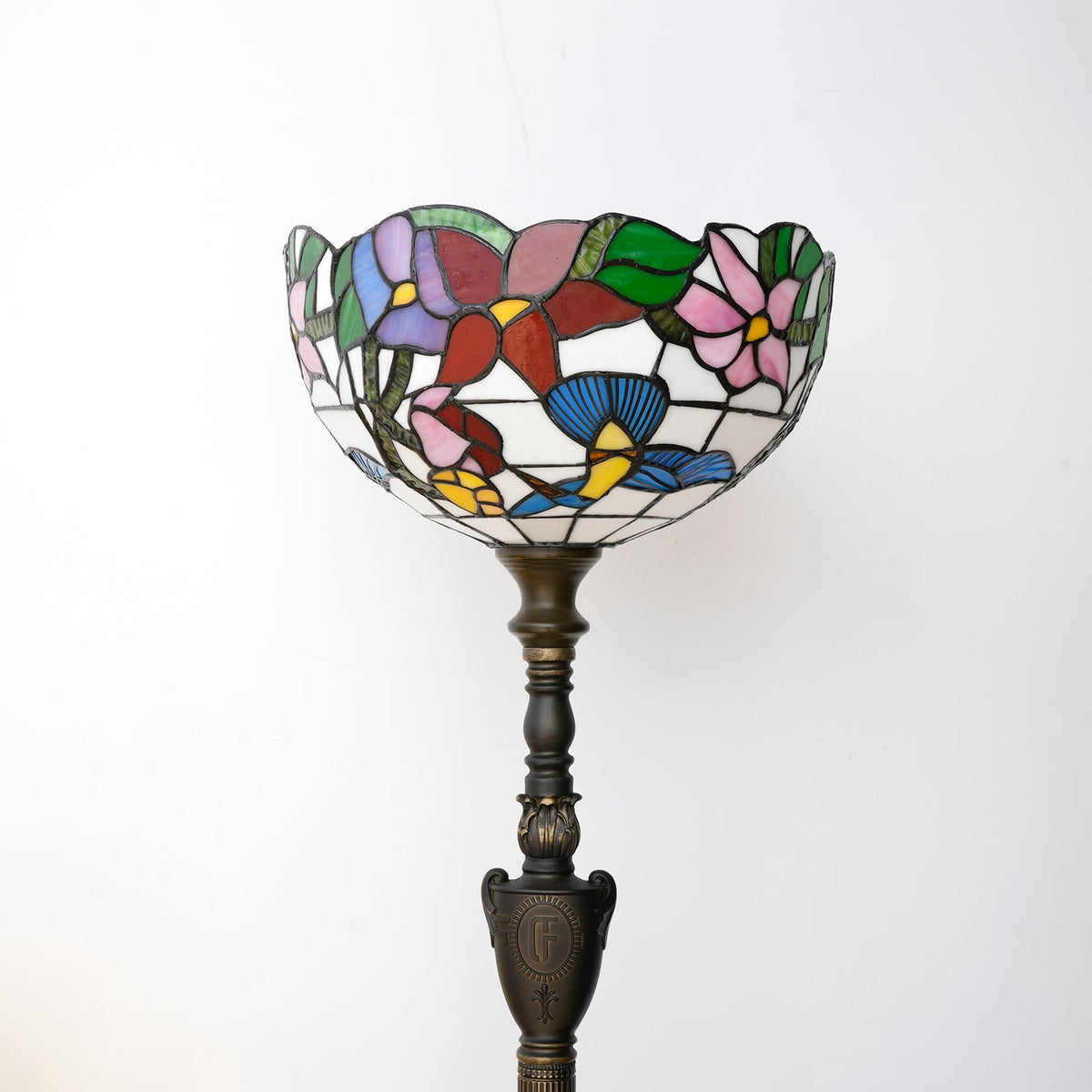 Tiffany Floral Floor Lamp in Stained Glass