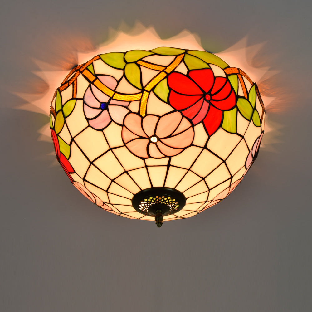 Tiffany Floral Stained Glass Dome Ceiling Light