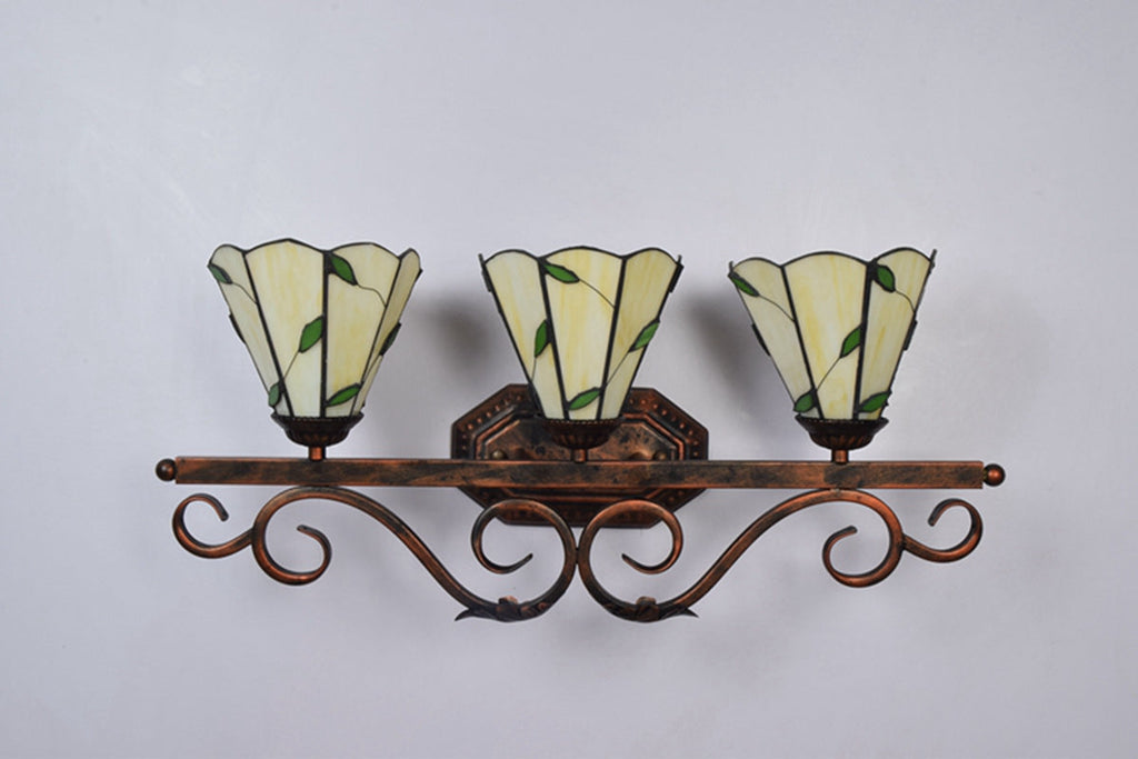 Tiffany Green Leaves 3-Light Wall Sconce