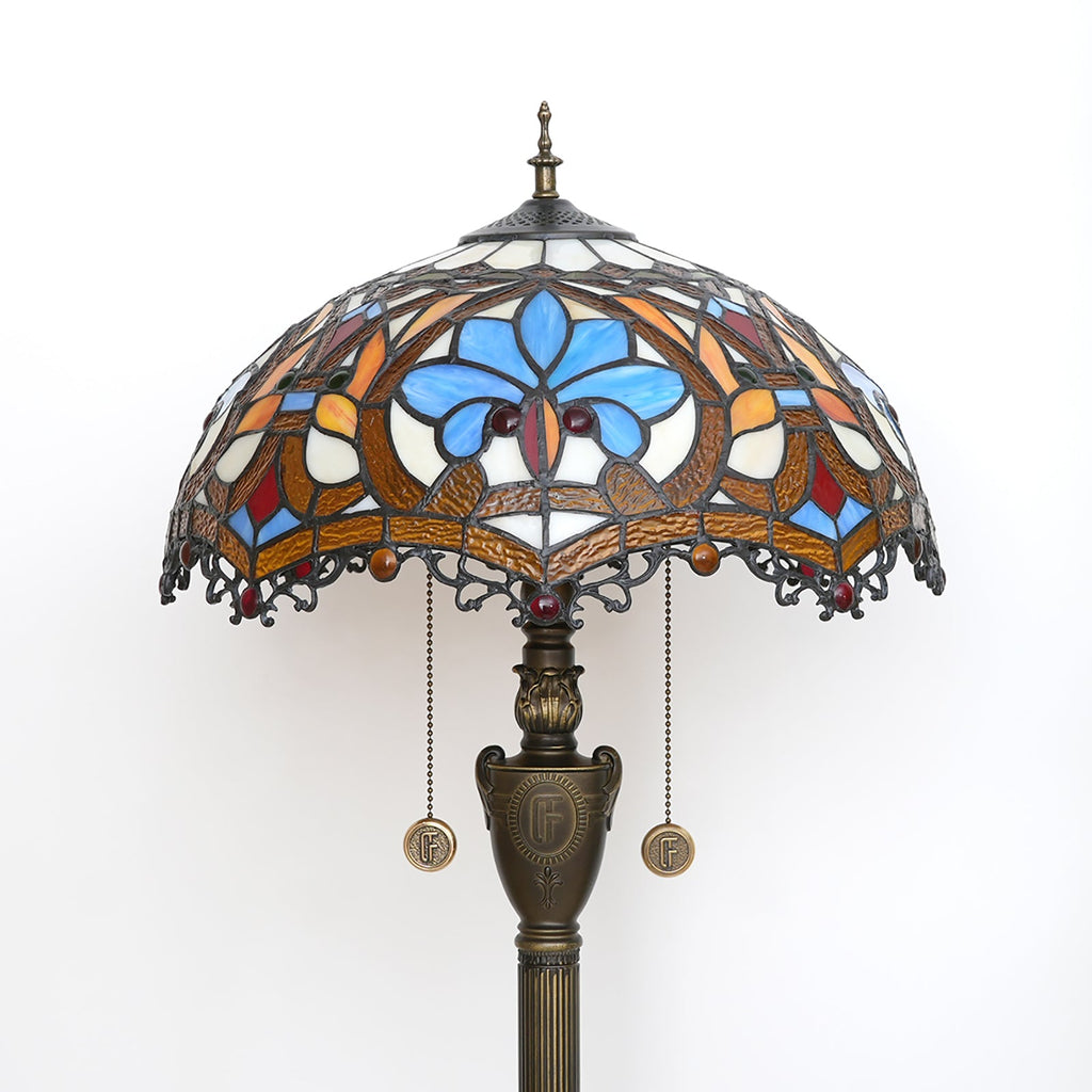 Tiffany Lamp in Blue and Bronze Tinted Glass