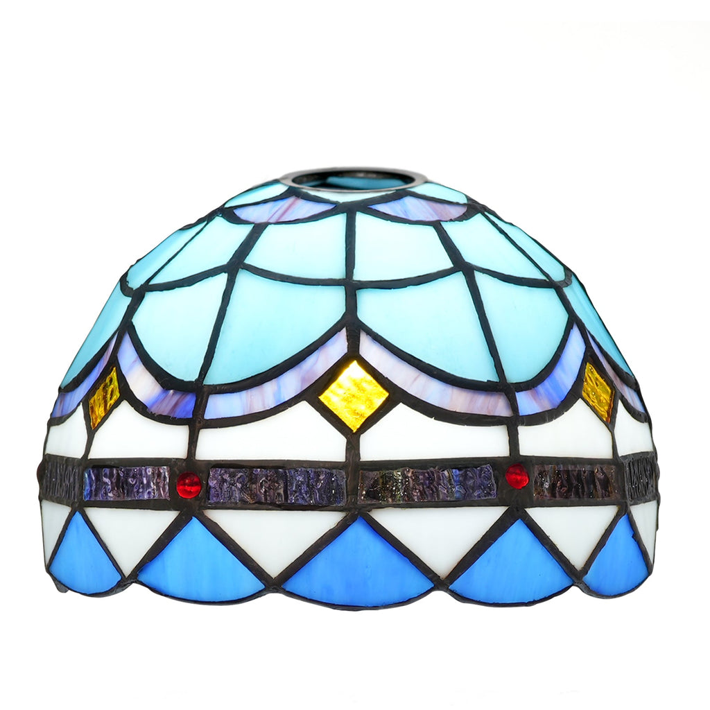 Tiffany Lampshade in Amber Blue Mosaic Glass