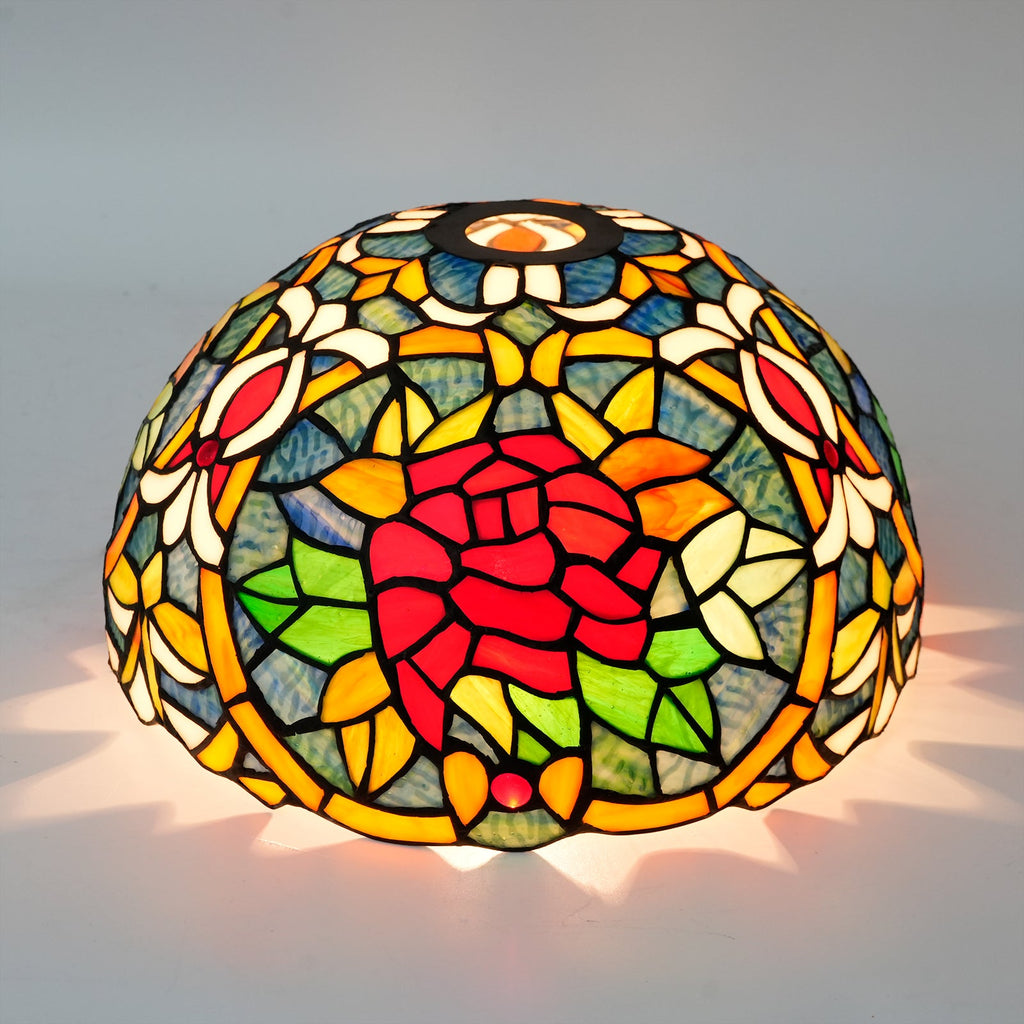 Tiffany Lampshade in Floral Pink Tinted Glass