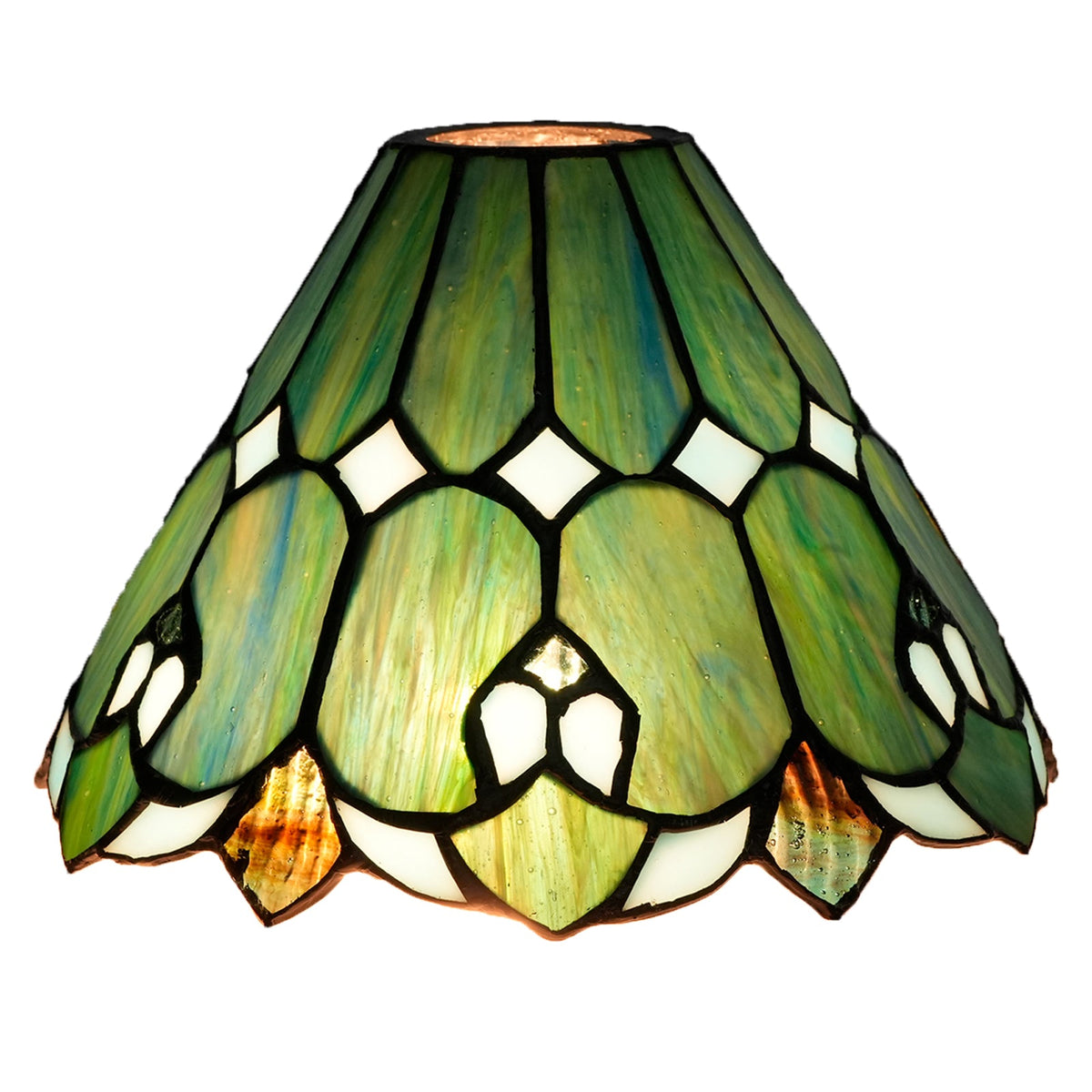 Tiffany Lampshade in Marbled Green and White Glass