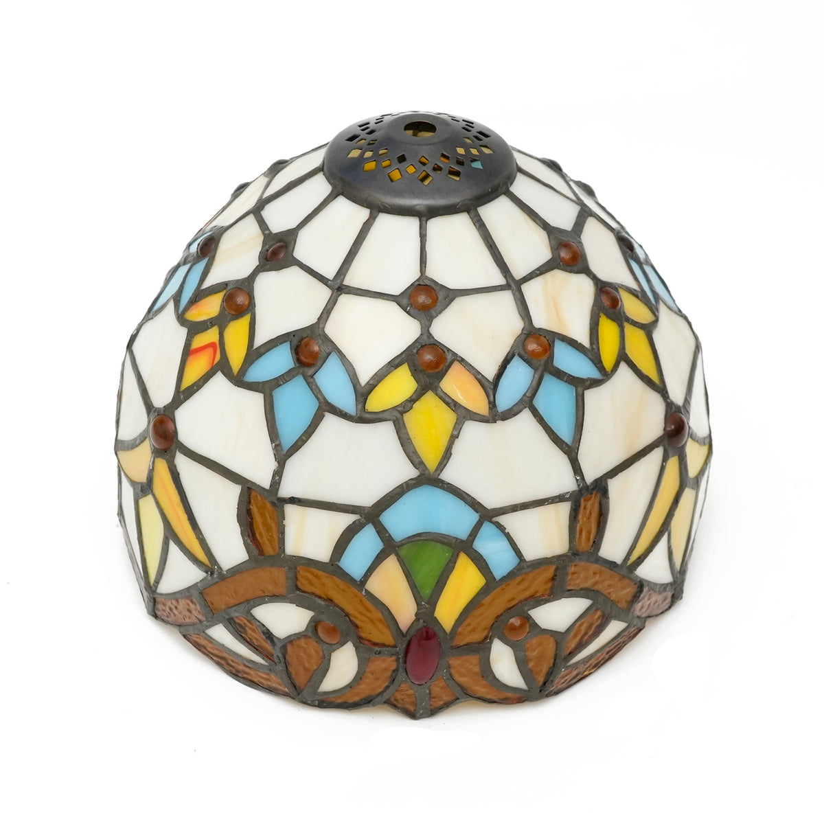Tiffany Lampshade in Multicolored Floral Stained Glass