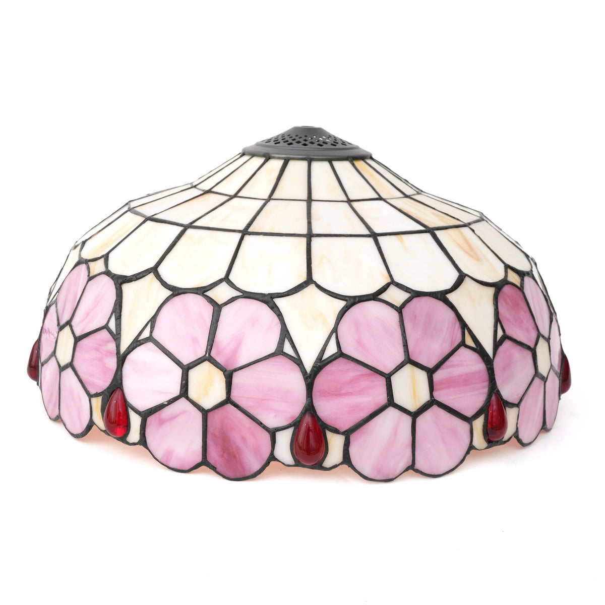 Tiffany Lampshade in Pink and Cream Floral Tinted Glass