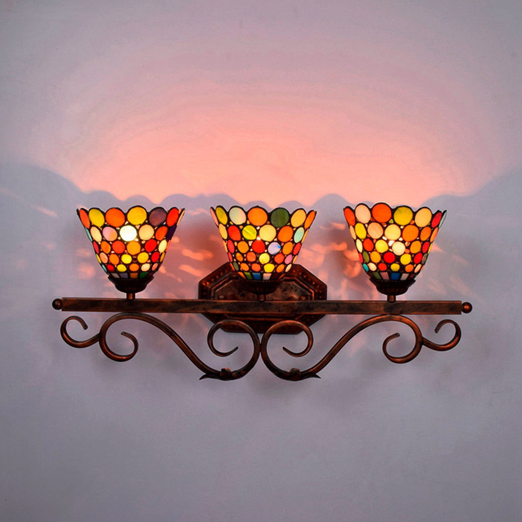 Tiffany Mosaic Glass Triple Wall Sconce