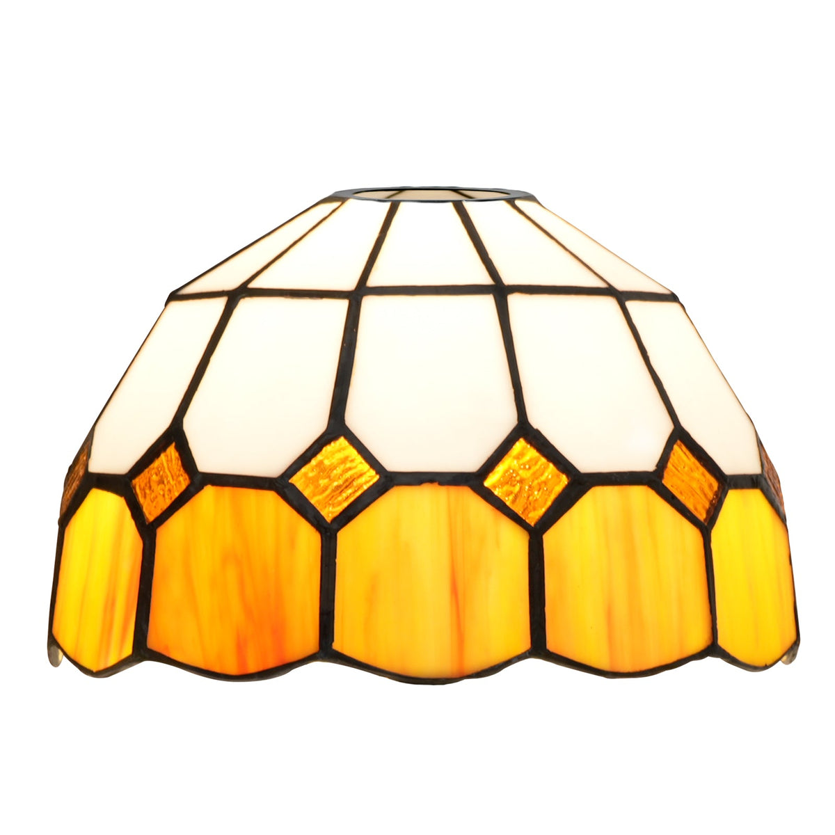 Tiffany Mosaic Lampshade in Amber and Cream Glass