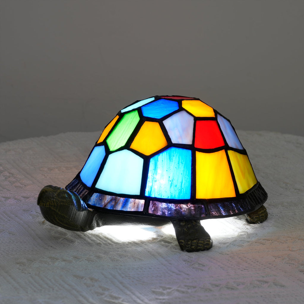 Tiffany Multicolor Stained Glass Turtle Lamp
