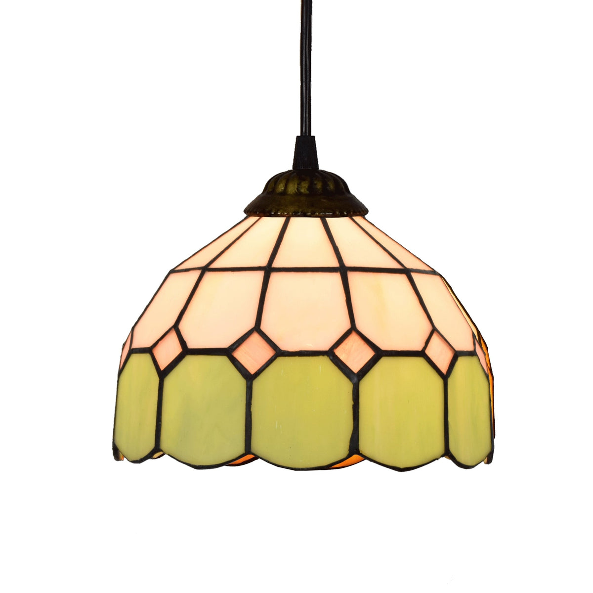 Tiffany Pendant Light in Lime Green and Cream