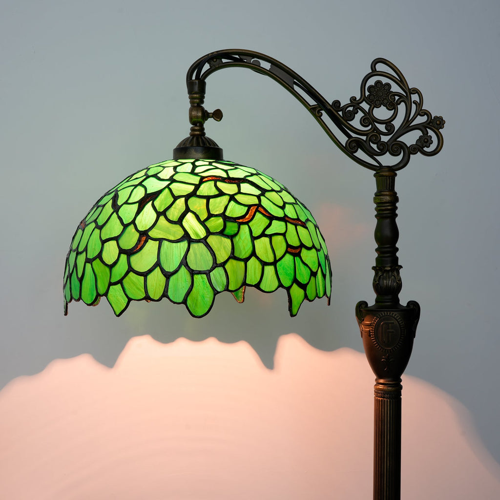 Tiffany Reading Lamp in Green and Bronze Glass