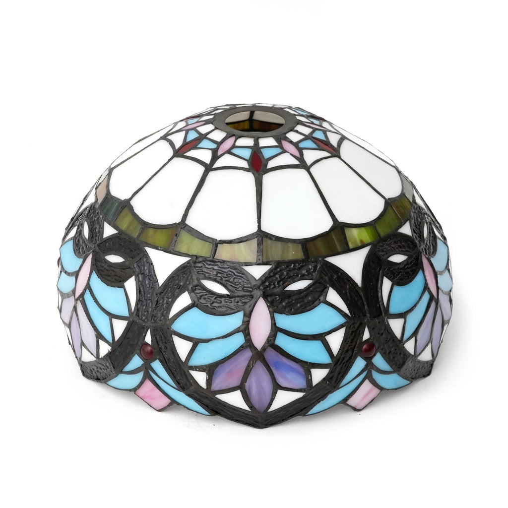 Tiffany stained glass lampshade with blue butterfly motifs
